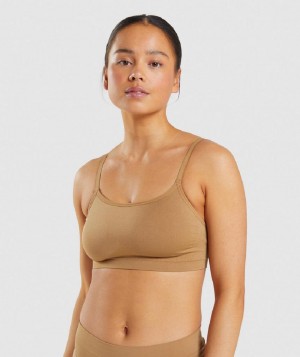 Bralette Gymshark Seamless Scoop Neck γυναικεια ανοιχτο καφε | GR_EP7656