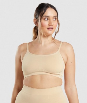 Bralette Gymshark Seamless Scoop Neck γυναικεια ανοιχτο καφε | GR_S2800