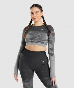 Corp Tops Gymshark Adapt Ombre γυναικεια μαυρα | GR_S2335