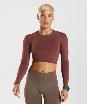 Corp Tops Gymshark Apex Seamless γυναικεια ροζ καφε καφε | GR_R7978