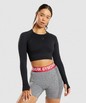 Corp Tops Gymshark Flex Sports Long Sleeve γυναικεια μαυρα | GR_EE5348