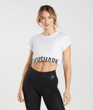 Corp Tops Gymshark Fraction γυναικεια ασπρα | GR_S1784