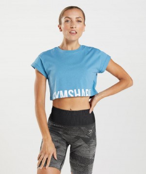 Corp Tops Gymshark Fraction γυναικεια μπλε | GR_V8236