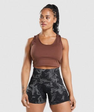 Corp Tops Gymshark Gs Power Open Backped γυναικεια ροζ καφε | GR_EC1242