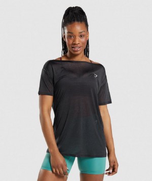 Corp Tops Gymshark Training Oversized γυναικεια μαυρα | GR_BO1006