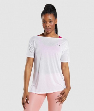 Corp Tops Gymshark Training Oversized γυναικεια ασπρα | GR_S8627