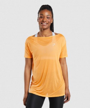 Corp Tops Gymshark Training Oversized γυναικεια βερίκοκο πορτοκαλι | GR_SU9587