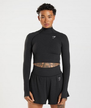 Corp Tops Gymshark Vital Seamless 2.0 High Neck γυναικεια μαυρα | GR_IM4048