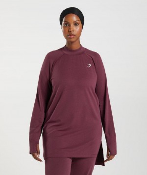 Corp Tops Gymshark Vital Seamless Long Line γυναικεια μπορντο | GR_XC6095