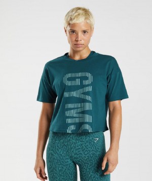 T Shirts Gymshark 315 Midi γυναικεια τυρκουάζ μπλε | GR_TC7498