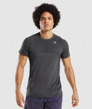 T Shirts Gymshark Apex Seamless ανδρικα μαυρα γκρι μαυρα | GR_BO6813