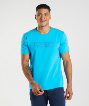 T Shirts Gymshark Block ανδρικα σκούρο γκρι μπλε | GR_AS7425