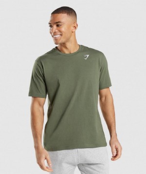 T Shirts Gymshark Crest ανδρικα Ελιά | GR_UV8601