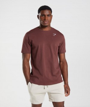 T Shirts Gymshark Crest ανδρικα ροζ καφε | GR_BH5580