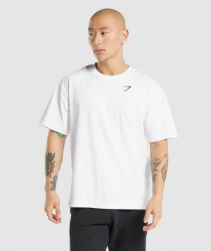 T Shirts Gymshark Essential Oversized ανδρικα ασπρα | GR_QX9250