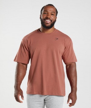 T Shirts Gymshark Essential Oversized ανδρικα ροζ καφε | GR_CG6710
