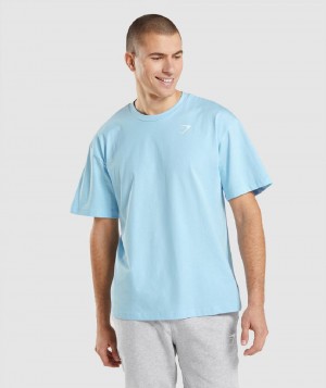 T Shirts Gymshark Essential Oversized ανδρικα Μπεζ μπλε | GR_YJ6750