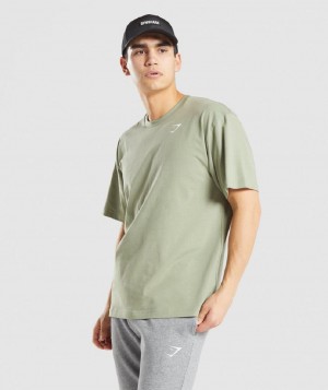 T Shirts Gymshark Essential Oversized ανδρικα ανοιχτο πρασινο | GR_V9810