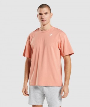 T Shirts Gymshark Essential Oversized ανδρικα ροζ | GR_O7144