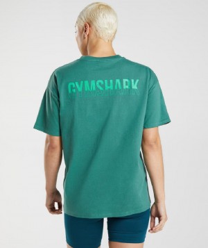 T Shirts Gymshark Fraction Oversized γυναικεια πρασινο | GR_R5558