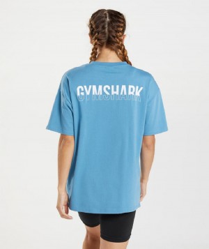T Shirts Gymshark Fraction Oversized γυναικεια μπλε | GR_TG9952