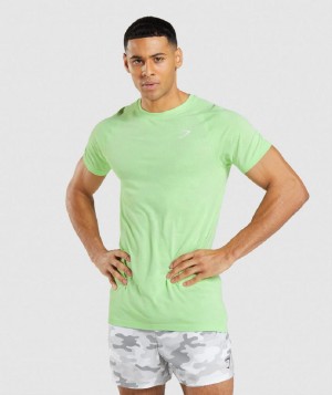 T Shirts Gymshark Geo Seamless ανδρικα πρασινο ασπρα | GR_EE4195