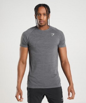T Shirts Gymshark Geo Seamless ανδρικα γκρι μαυρα | GR_Q8002