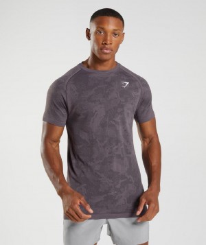 T Shirts Gymshark Geo Seamless ανδρικα μωβ μαυρα | GR_TA5179