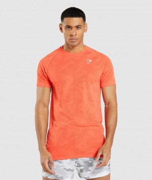 T Shirts Gymshark Geo Seamless ανδρικα πορτοκαλι πορτοκαλι | GR_YJ6669