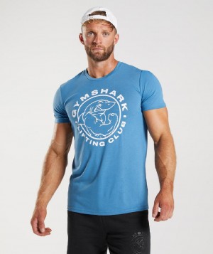 T Shirts Gymshark Legacy ανδρικα μπλε | GR_QX4732
