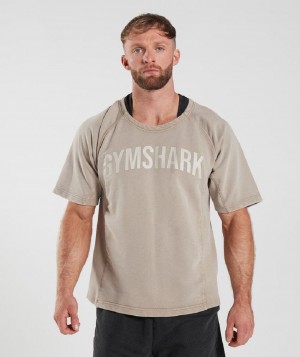T Shirts Gymshark Power Washed Rag Top ανδρικα καφε | GR_CG9536
