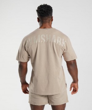 T Shirts Gymshark Power Washed ανδρικα καφε | GR_CG7742