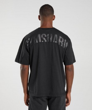 T Shirts Gymshark Power Washed ανδρικα μαυρα | GR_TC9016
