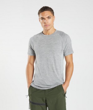 T Shirts Gymshark Retake Seamless ανδρικα ανοιχτο γκρι μαυρα | GR_VV1110