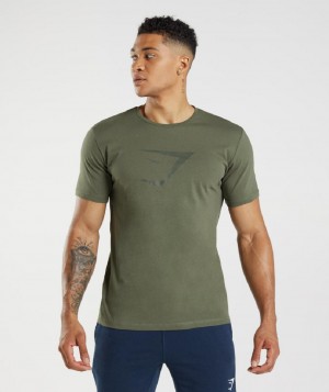 T Shirts Gymshark Sharkhead Infill ανδρικα Ελιά | GR_AZ7081