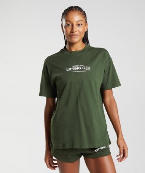T Shirts Gymshark Social Club Oversized γυναικεια Ελιά | GR_QX9195