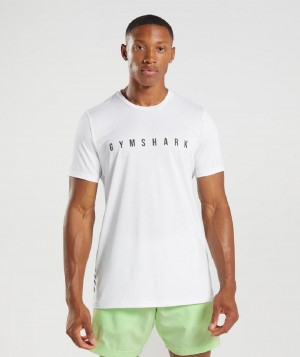 T Shirts Gymshark Sport Stripe ανδρικα ασπρα | GR_TA1873