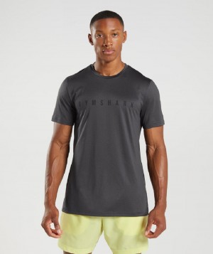 T Shirts Gymshark Sport Stripe ανδρικα μαυρα γκρι | GR_O7773
