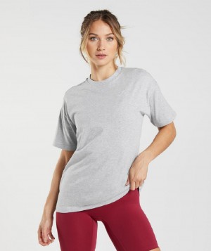 T Shirts Gymshark Training Oversized γυναικεια ανοιχτο γκρι | GR_AS6731
