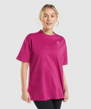 T Shirts Gymshark Training Oversized γυναικεια ροζ | GR_KO7028
