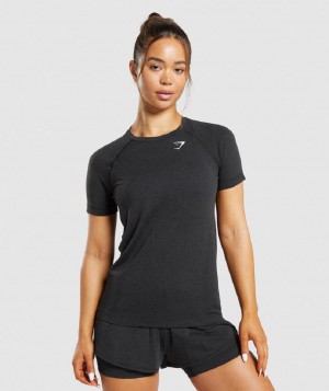 T Shirts Gymshark Vital Seamless 2.0 Light γυναικεια μαυρα | GR_AS7848