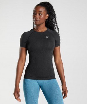 T Shirts Gymshark Vital Seamless 2.0 γυναικεια μαυρα | GR_AZ4541