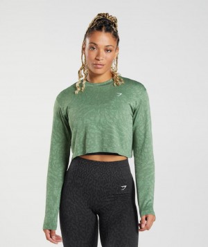Μακρυμανικο Gymshark Adapt Animal Seamless γυναικεια πρασινο | GR_UV9530