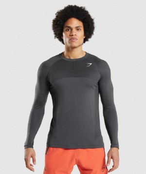 Μακρυμανικο Gymshark Apex Seamless ανδρικα μαυρα γκρι μαυρα | GR_BH8917