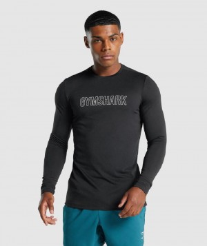 Μακρυμανικο Gymshark Arrival Graphic ανδρικα μαυρα | GR_VV3863