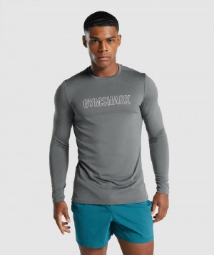 Μακρυμανικο Gymshark Arrival Graphic ανδρικα γκρι | GR_XC3034