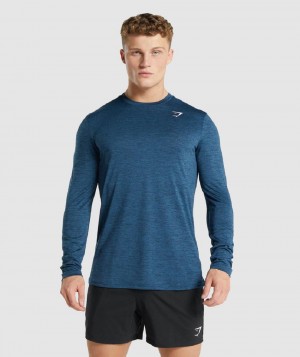 Μακρυμανικο Gymshark Arrival Marl ανδρικα σκουρο μπλε | GR_QZ7822