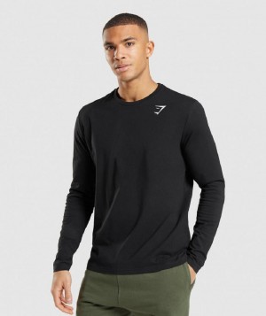 Μακρυμανικο Gymshark Crest ανδρικα μαυρα | GR_MI3415