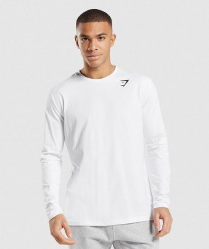 Μακρυμανικο Gymshark Crest ανδρικα ασπρα | GR_XC5369
