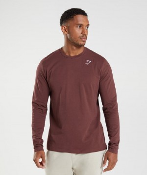 Μακρυμανικο Gymshark Crest ανδρικα ροζ καφε | GR_YJ8230